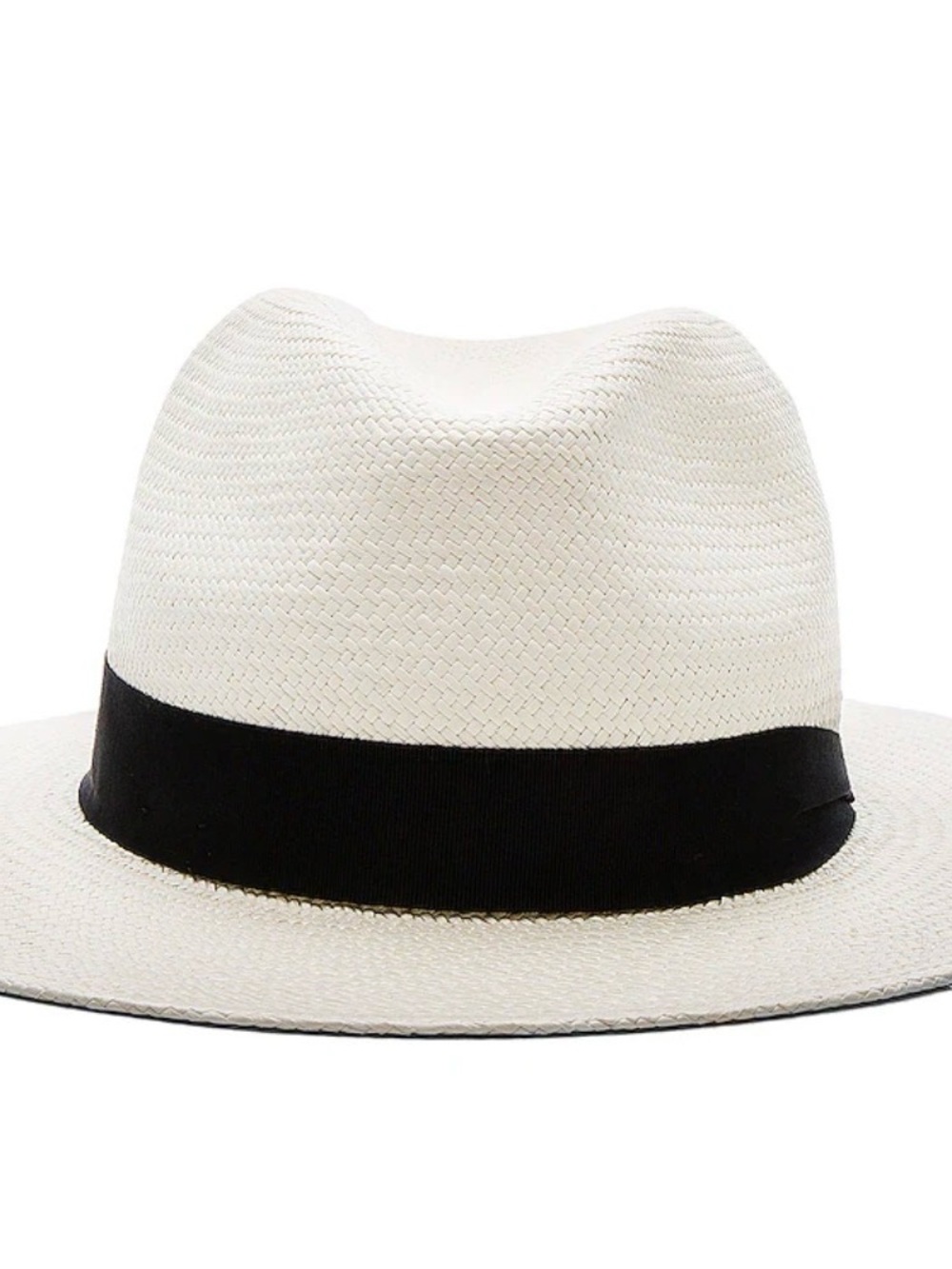 rag & bone Woven Straw Panama Fedora Hat | S/M | Natural & Black
